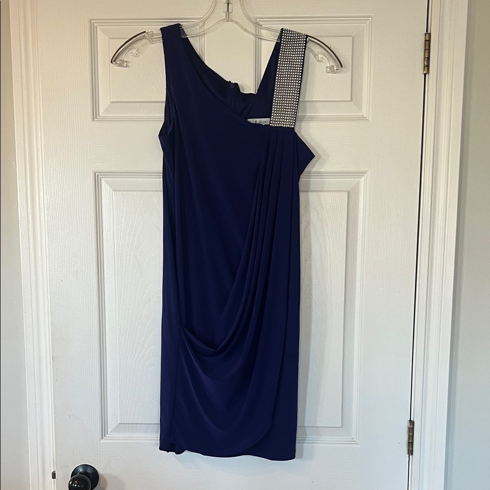 Cleo One Shoulder purple Dress with Embellished Strap
